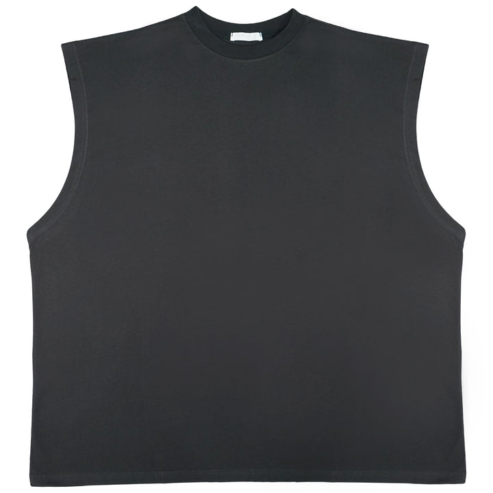 Oversized Sleeveless Long Tee Charcoal