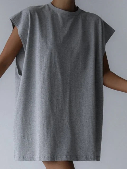 Oversized Sleeveless Long Tee Heather Grey