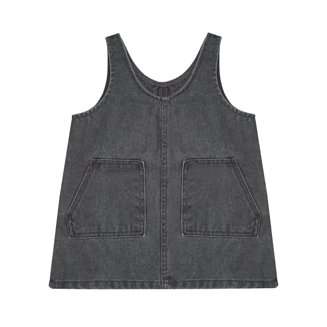 grey denim pinafore dress Grey Denim Pinafore Dress - Size 8