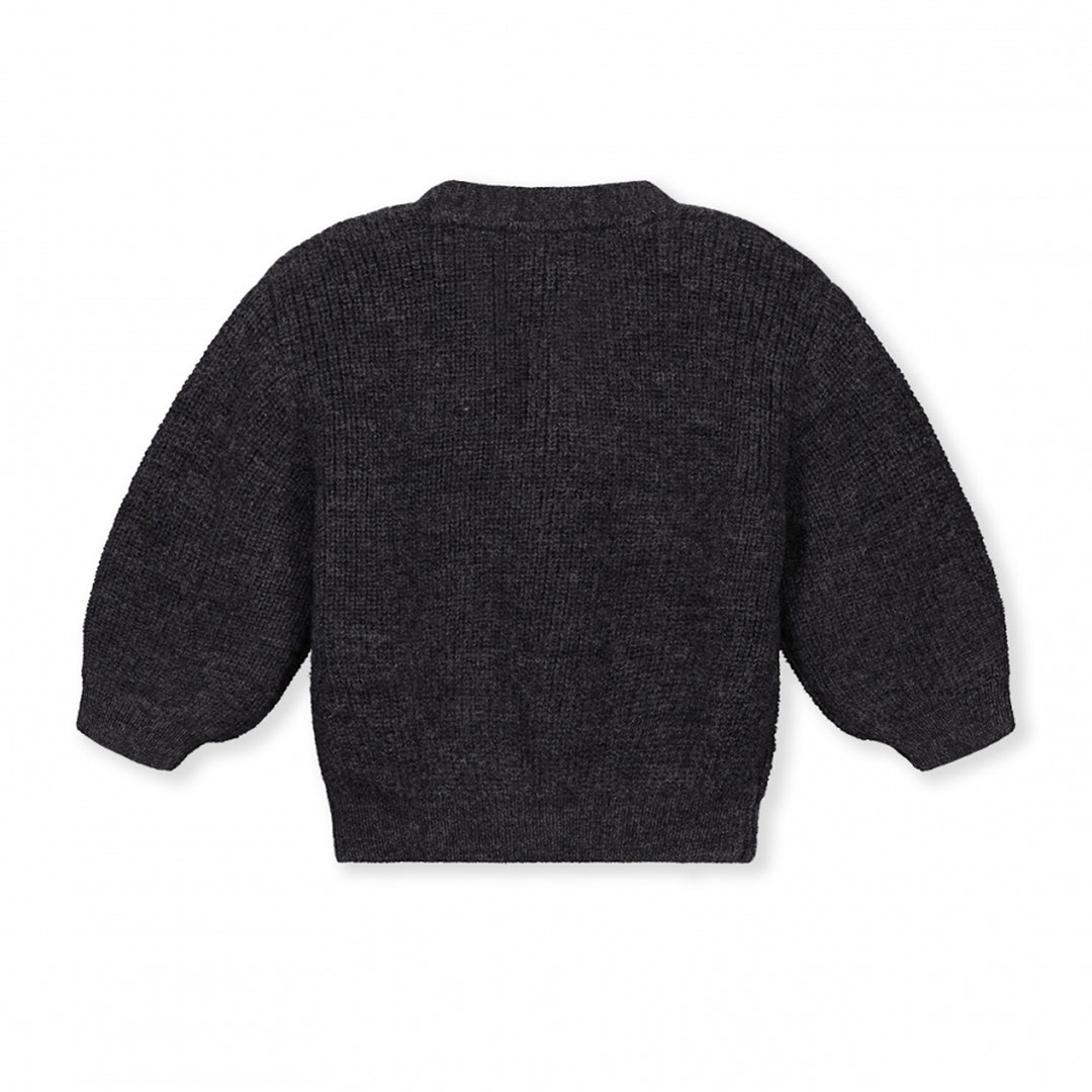 Gray Label Wool Baby Cardigan Black Melange