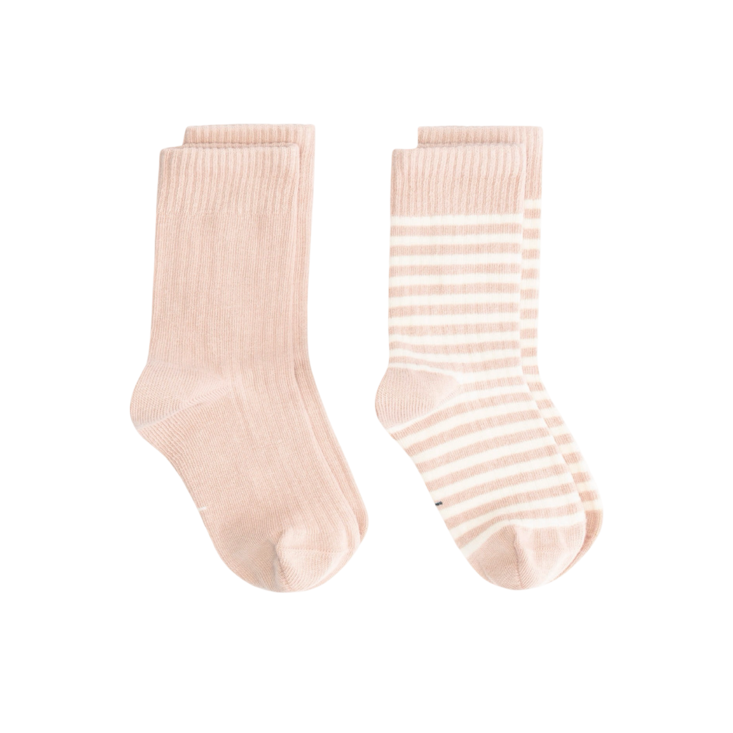 Gray Label Ribbed Socks 2 Pack Faded Pink - Cream