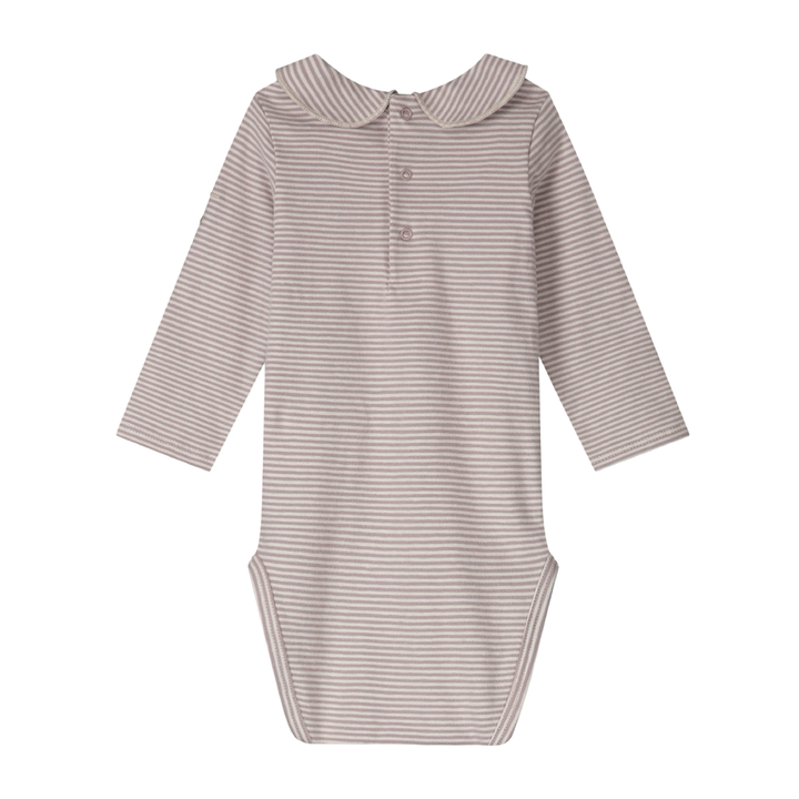 Gray Label Striped Romper with Collar Berry - Cream