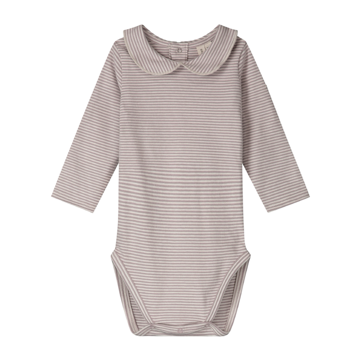 Gray Label Striped Romper with Collar Berry - Cream