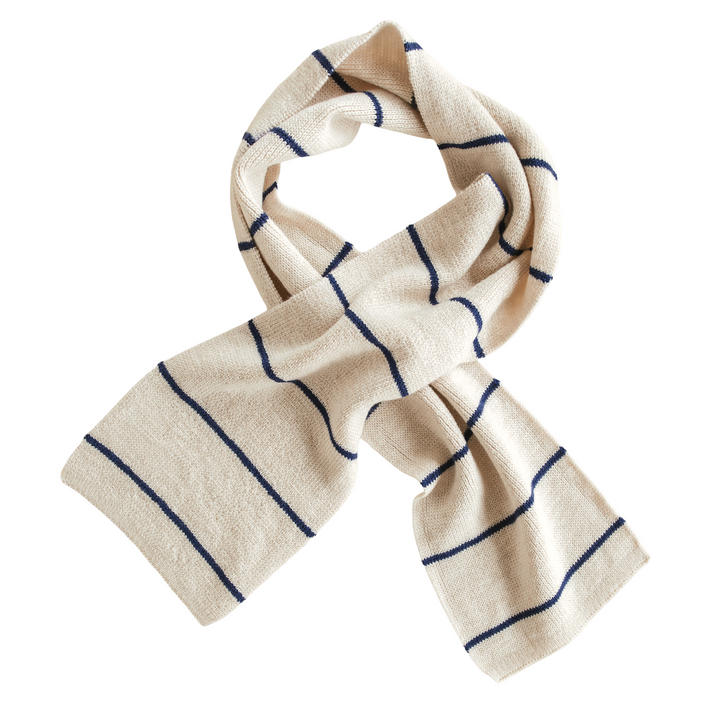 Hvid Igor Scarf Cream Blue Stripe