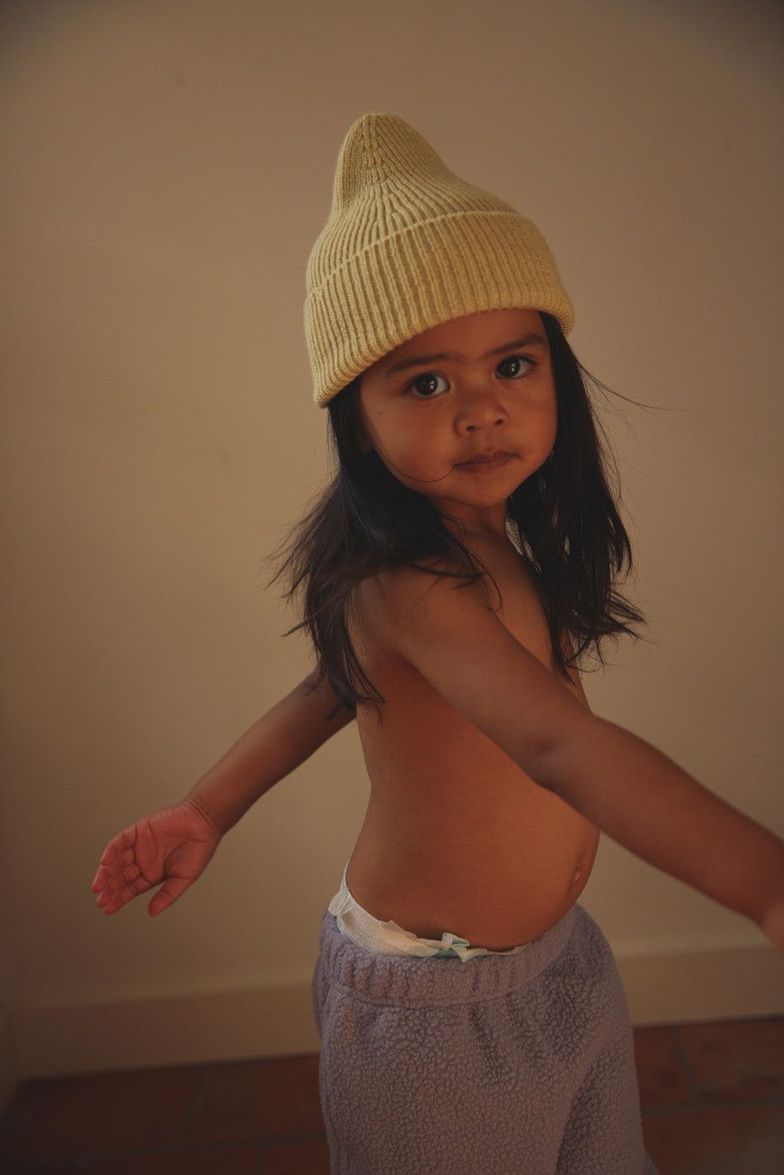 Hvid Fonzie Kids Beanie Light Yellow - La Gentile Store