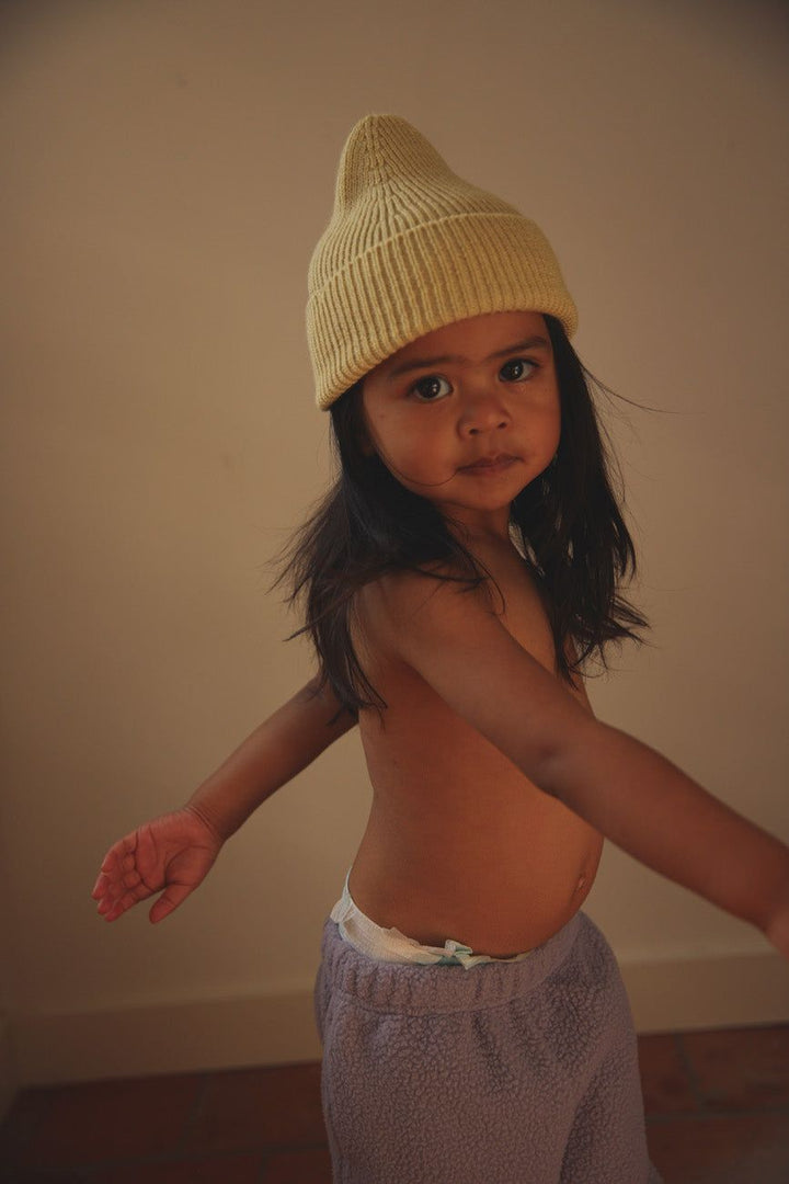 Hvid Fonzie Kids Beanie Light Yellow - La Gentile Store