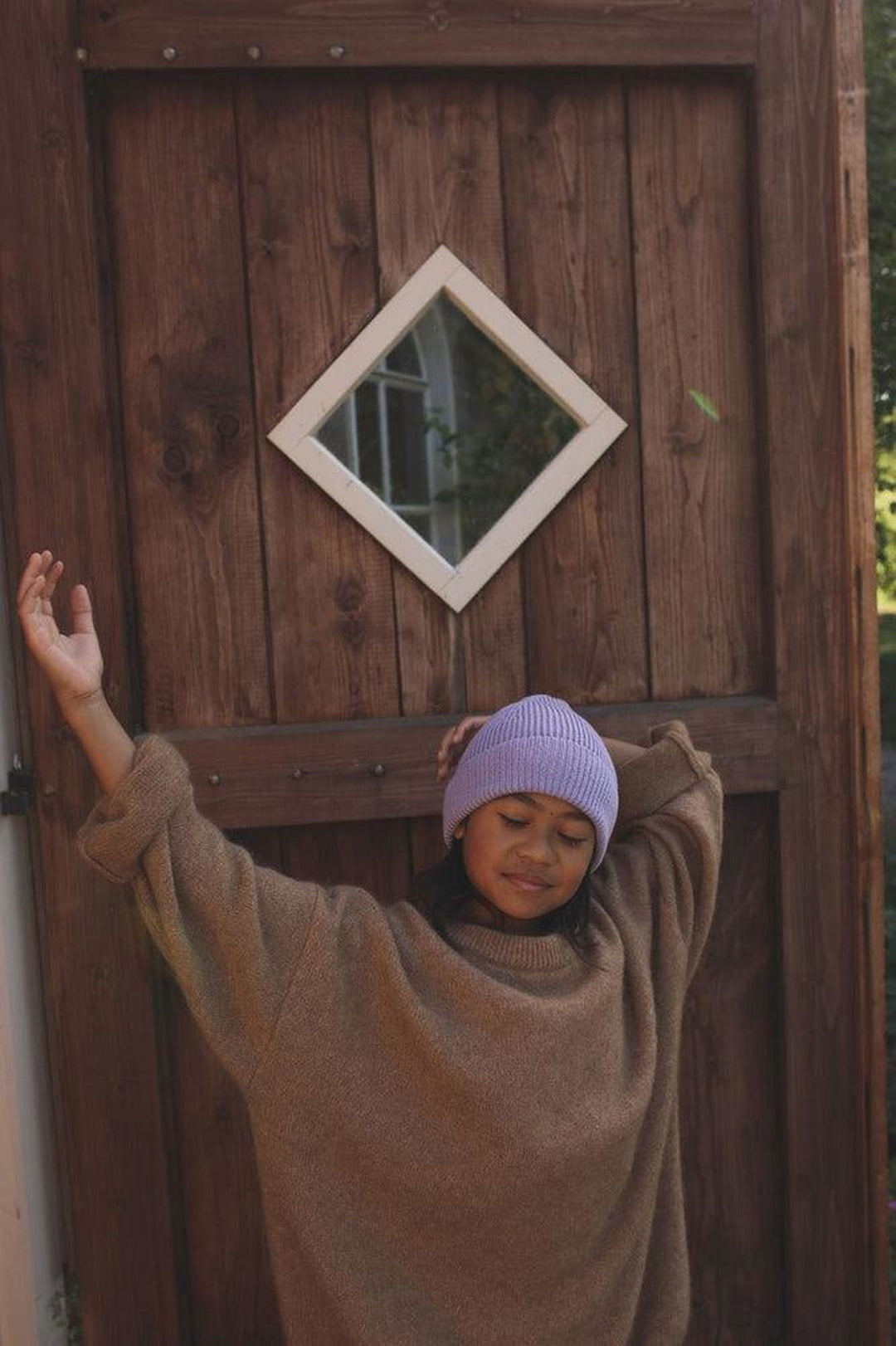 Hvid Fonzie Kids Beanie Lilac - La Gentile Store