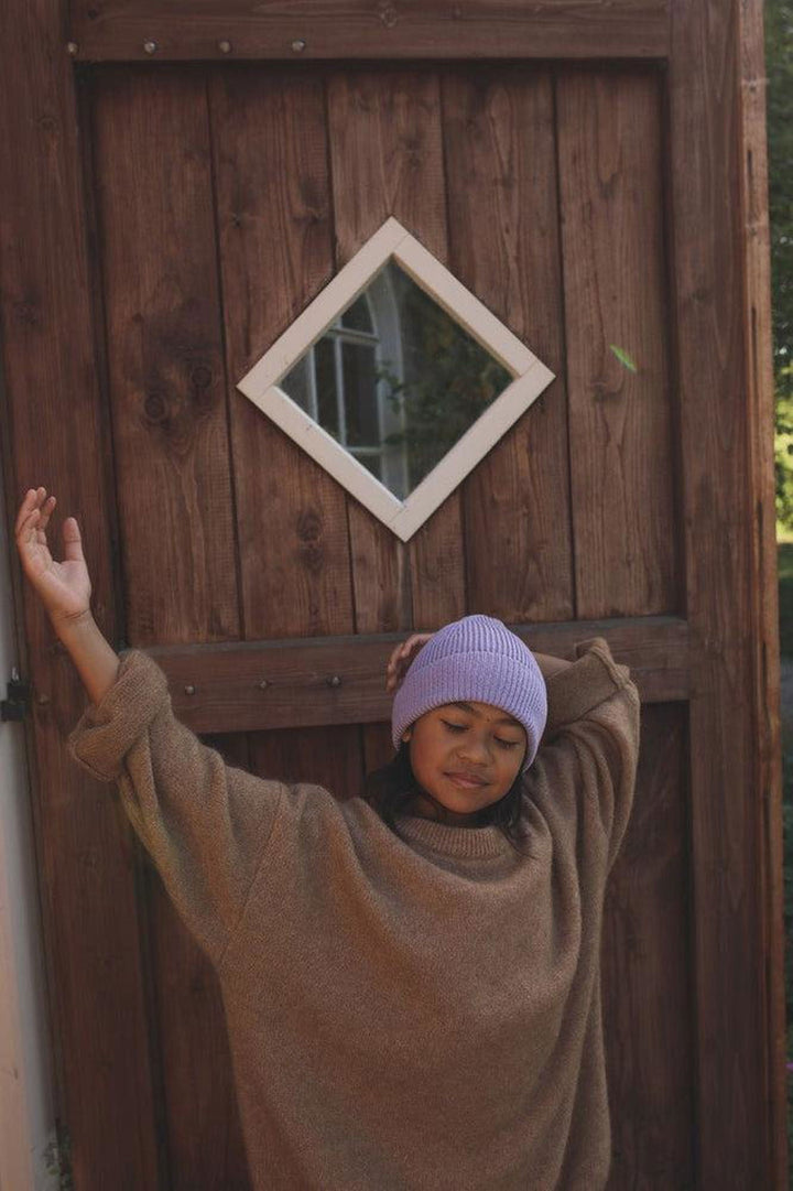 Hvid Fonzie Kids Beanie Lilac - La Gentile Store