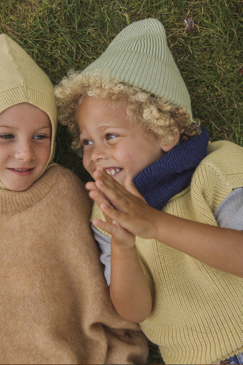 Hvid Fonzie Kids Beanie Mint - La Gentile Store