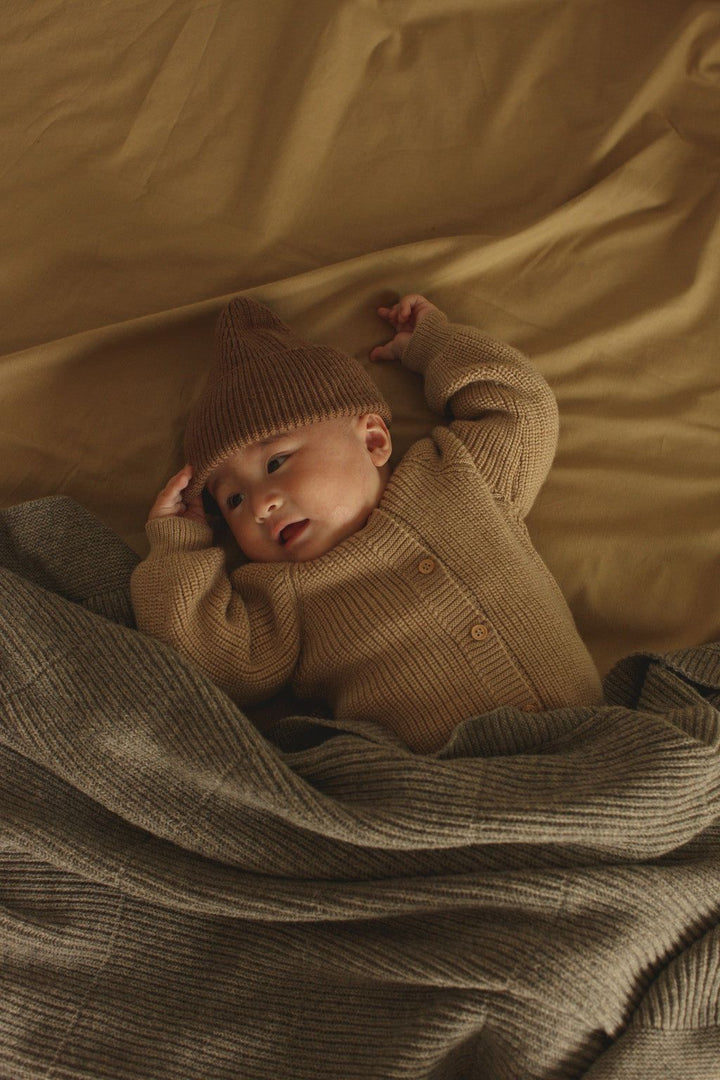 Hvid Fonzie Kids Beanie Mocha - La Gentile Store