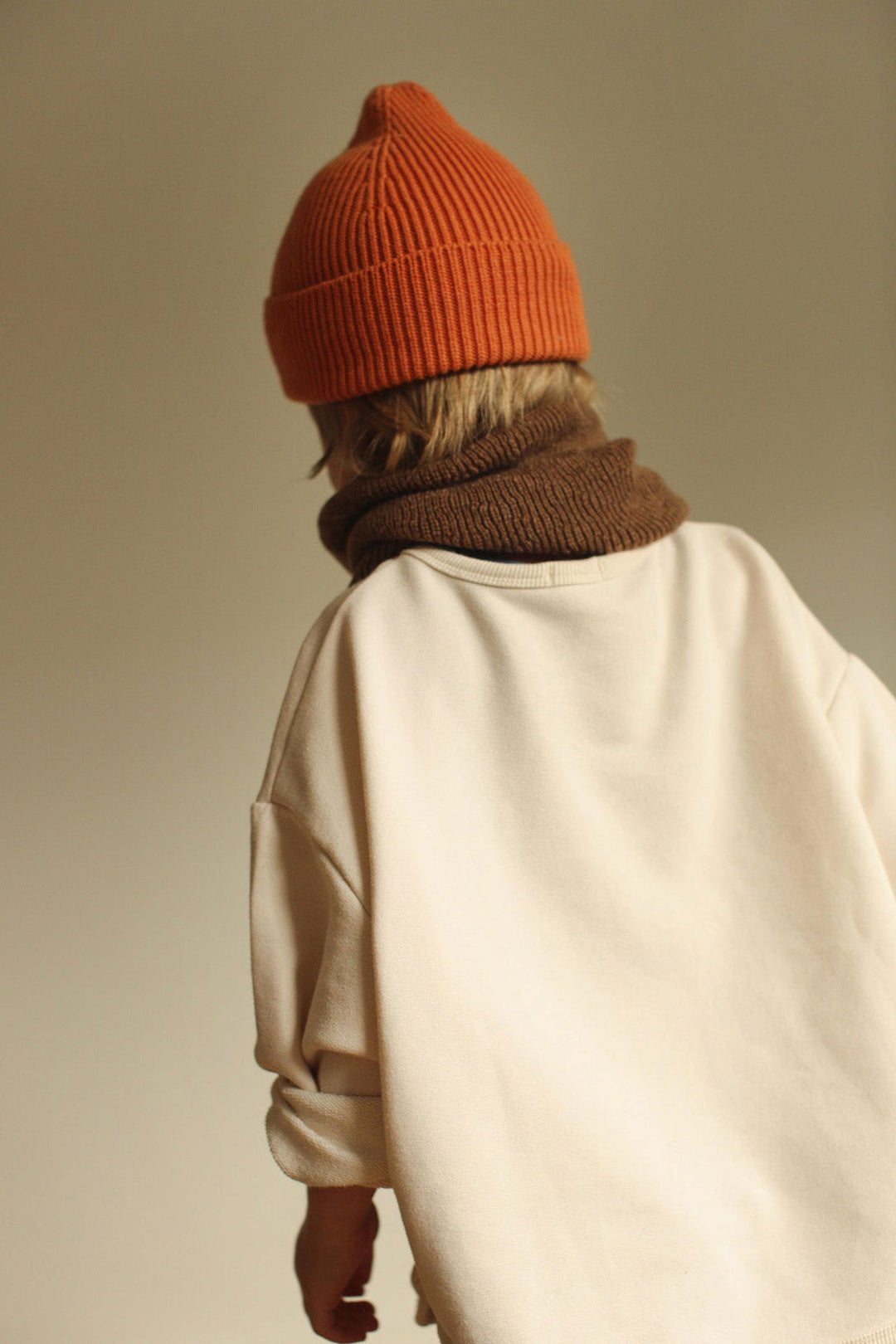 Hvid Fonzie Kids Beanie Orange - La Gentile Store