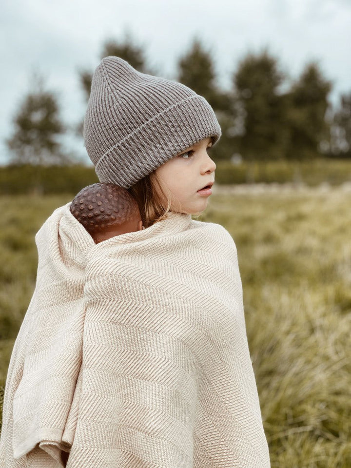 Hvid Fonzie Kids Beanie Otter - La Gentile Store