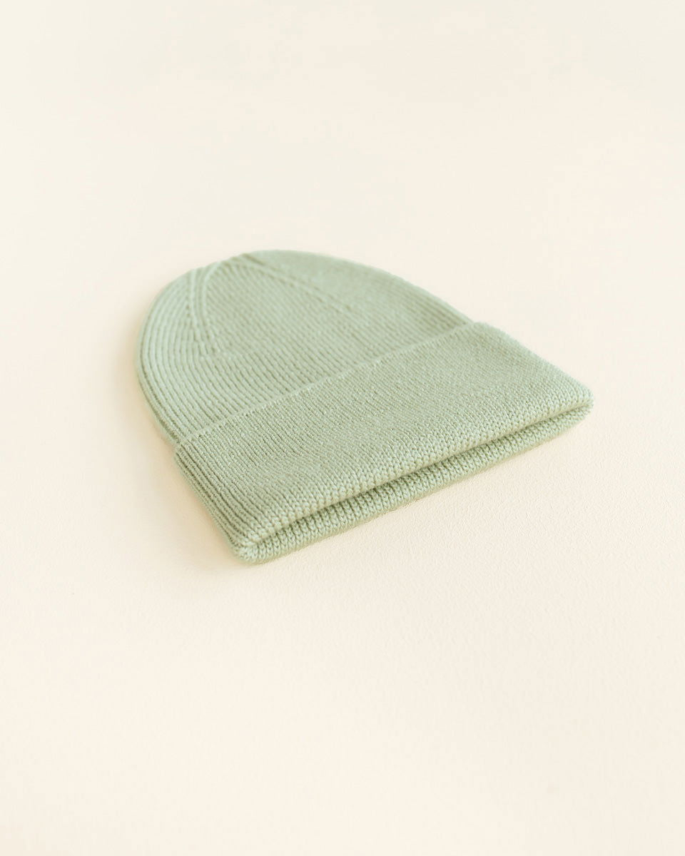 Hvid Fonzie Newborn Beanie Mint - La Gentile Store