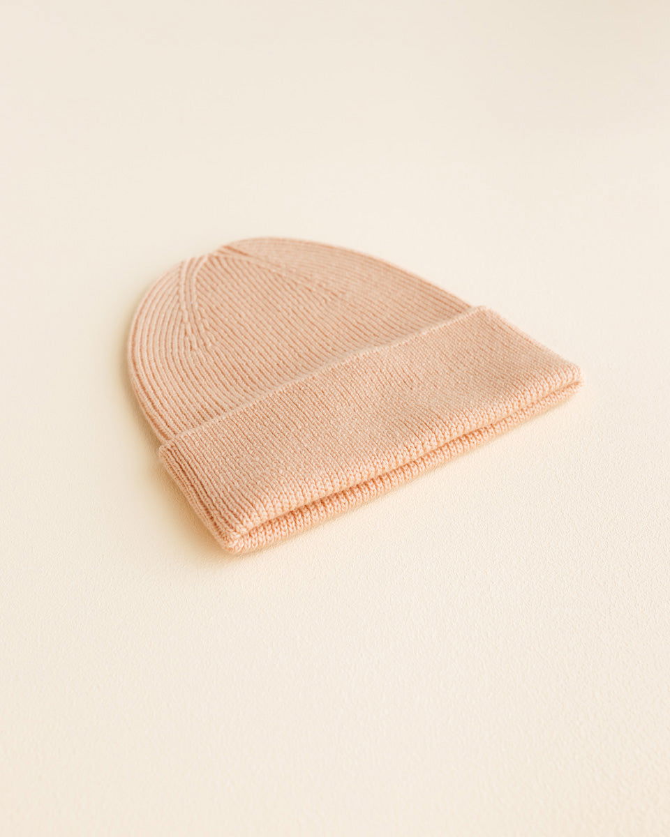 Hvid Fonzie Newborn Beanie Rose - La Gentile Store