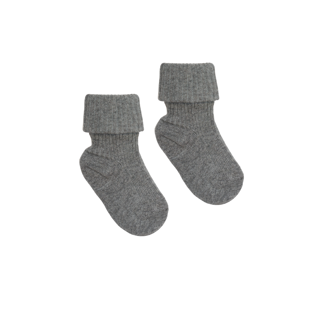 Baby Socks Rib Cotton Light Grey Melange