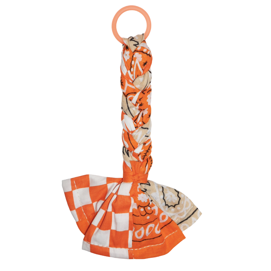 Bandana Pacifier Cord Orange Check