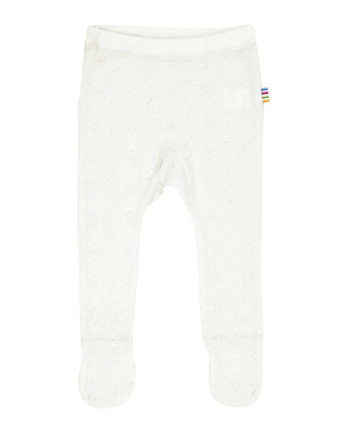 Joha Footed Baby Pants Wool & Silk Pointelle White