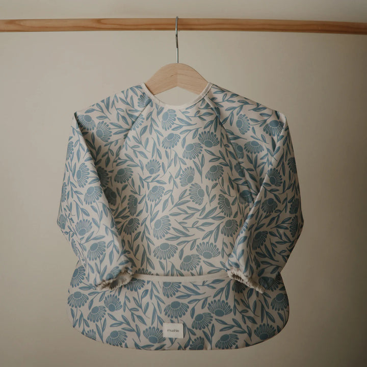 Mushie Longsleeve Bib Blue Flowers