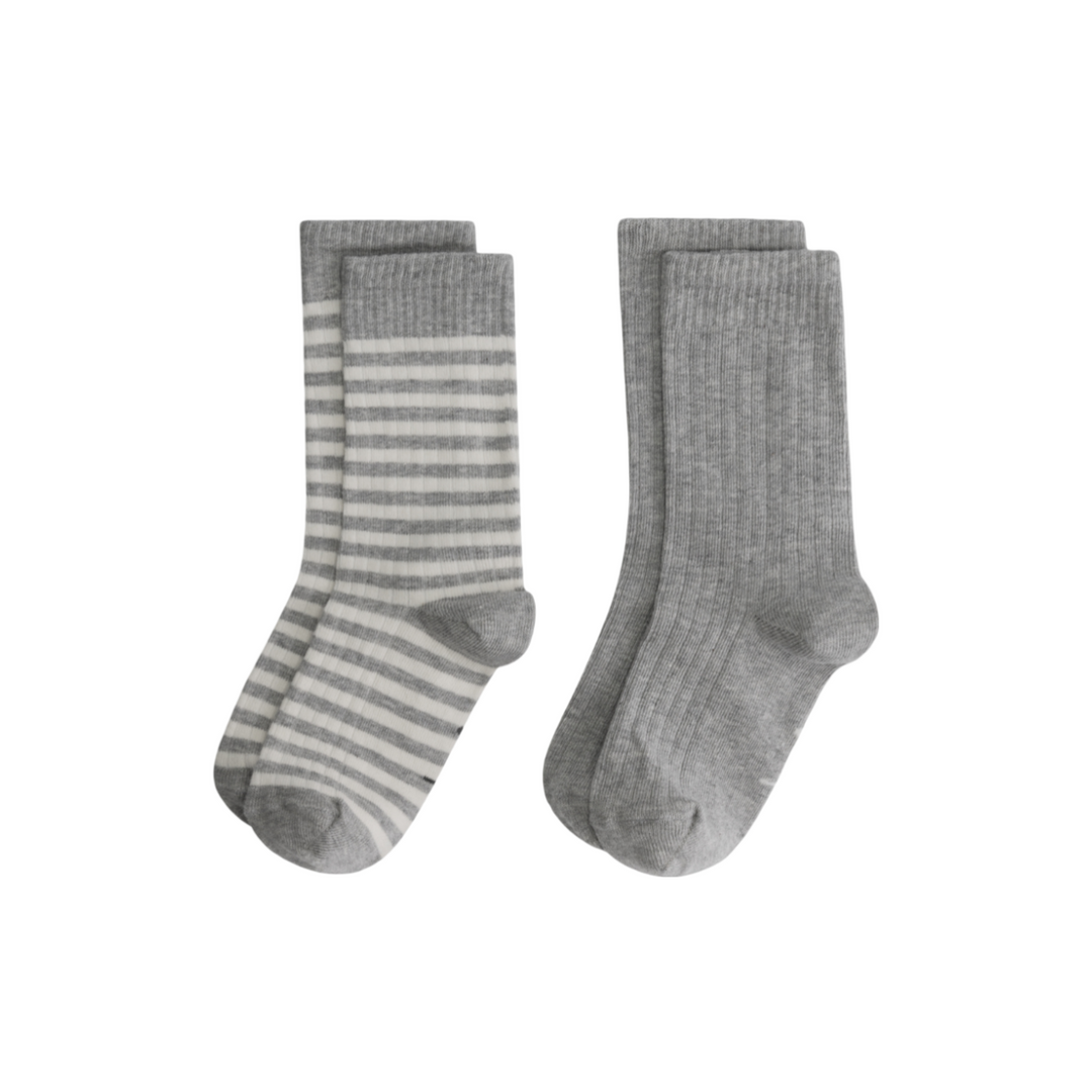 Gray Label Ribbed Socks 2 Pack Grey Melange