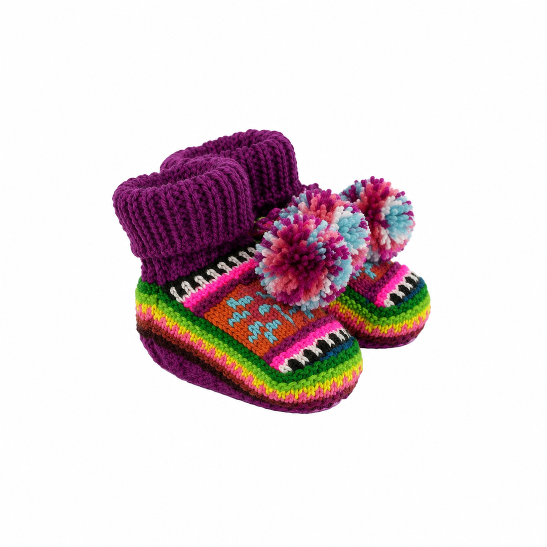 Wool Baby Booties Purple