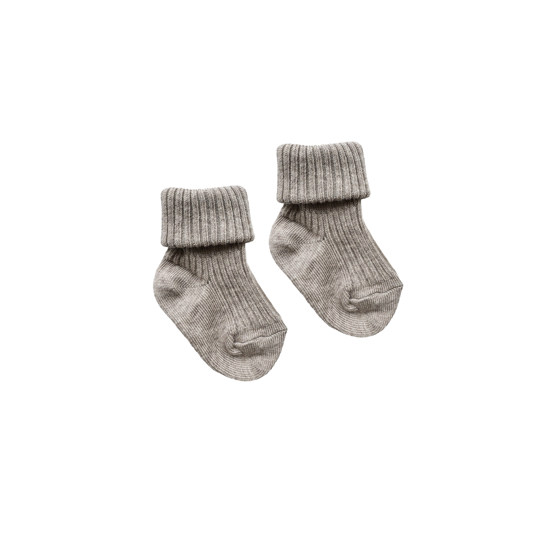 Baby Socks Rib Cotton Light Brown Melange - La Gentile Store