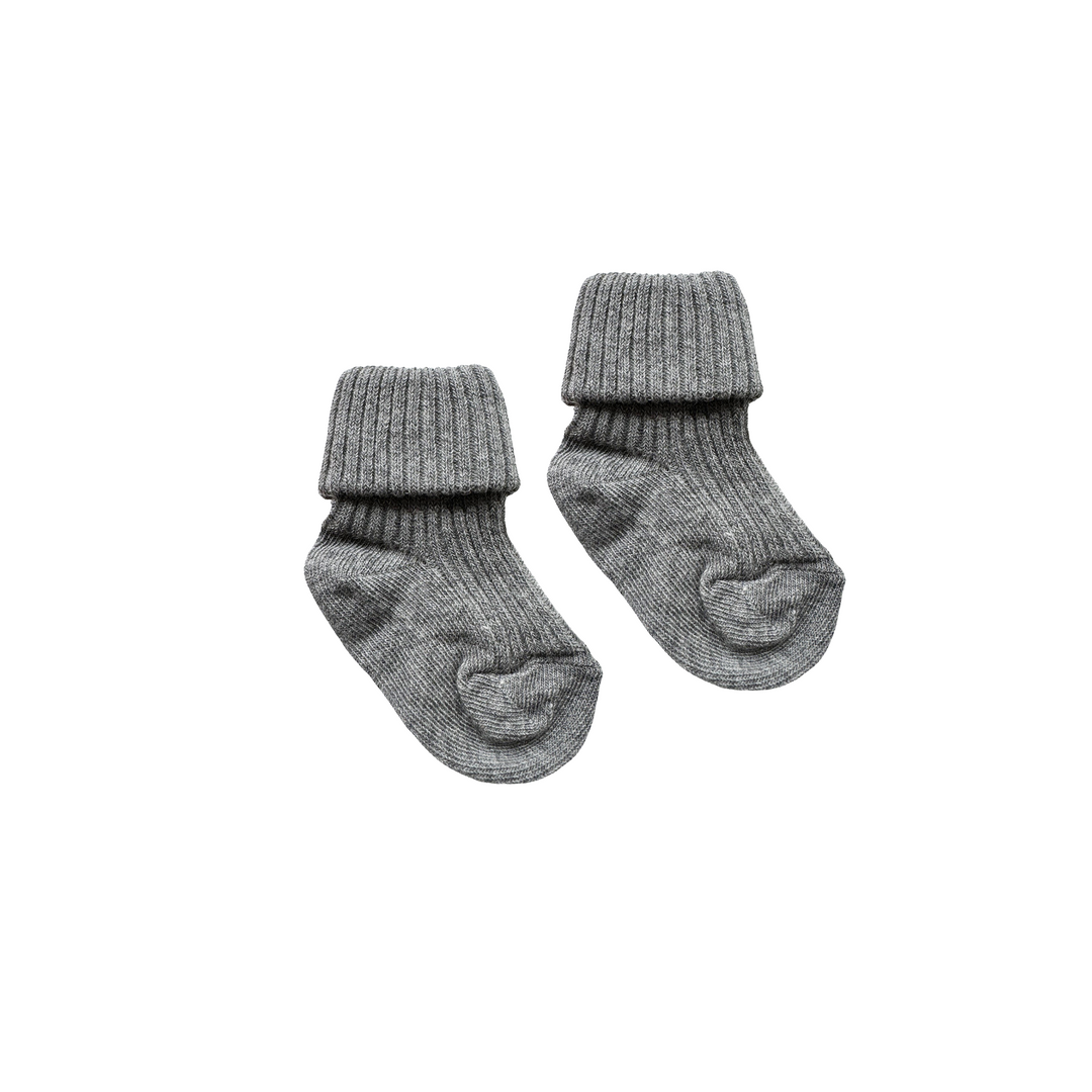Baby Socks Rib Cotton Light Grey Melange - La Gentile Store