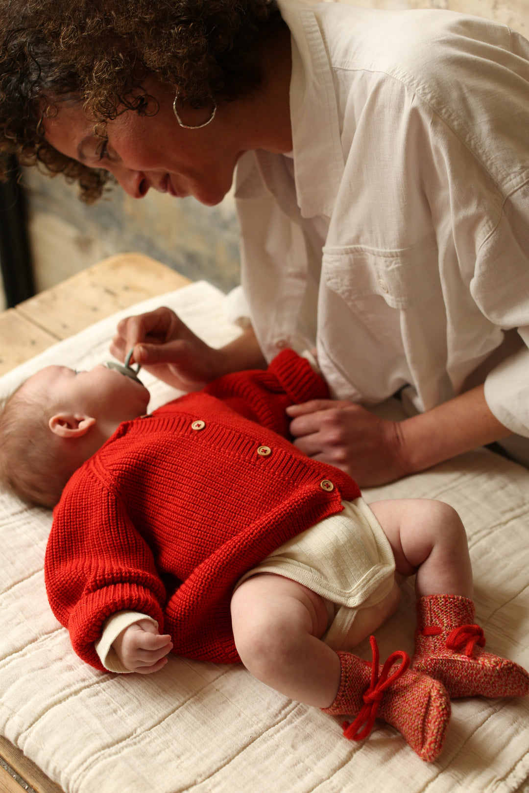 Hvid Cardigan Inga Red