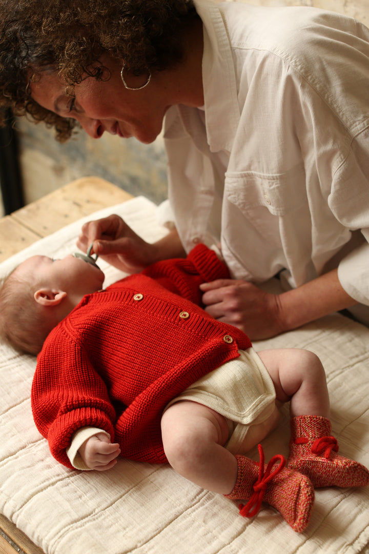 Hvid Cardigan Inga Red