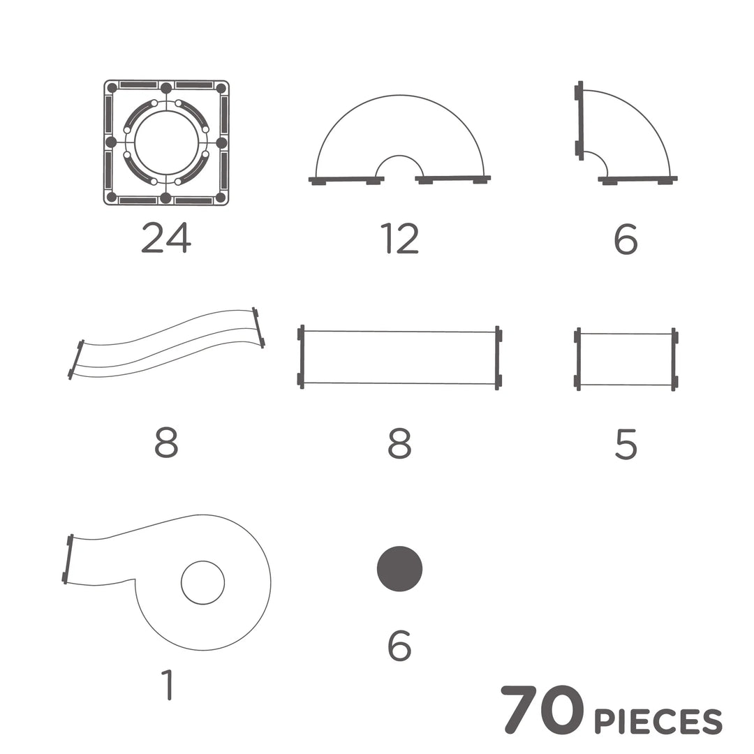 Cleverclixx Marble Run Pastel – 70 Pieces