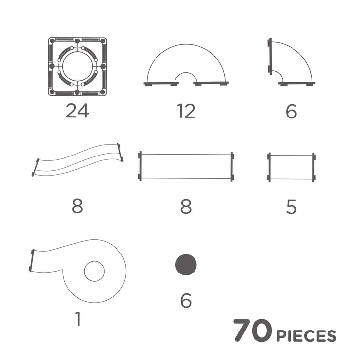 Cleverclixx Marble Run Pastel – 70 Pieces
