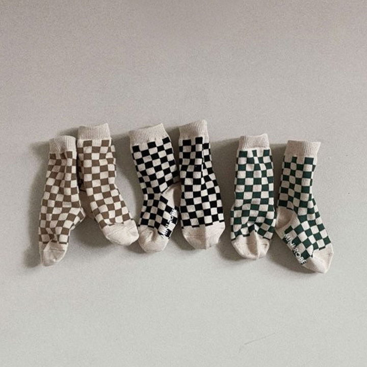 Checker Board Baby Socks Set of 3 - La Gentile Store