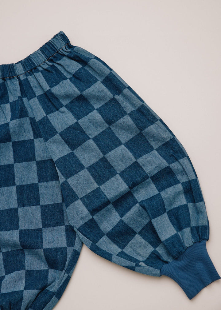 Claude & Co Balloon Checkerboard Denim Trousers