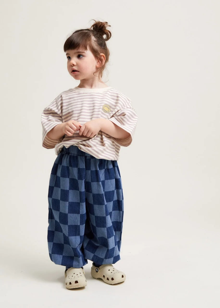 Claude & Co Balloon Checkerboard Denim Trousers