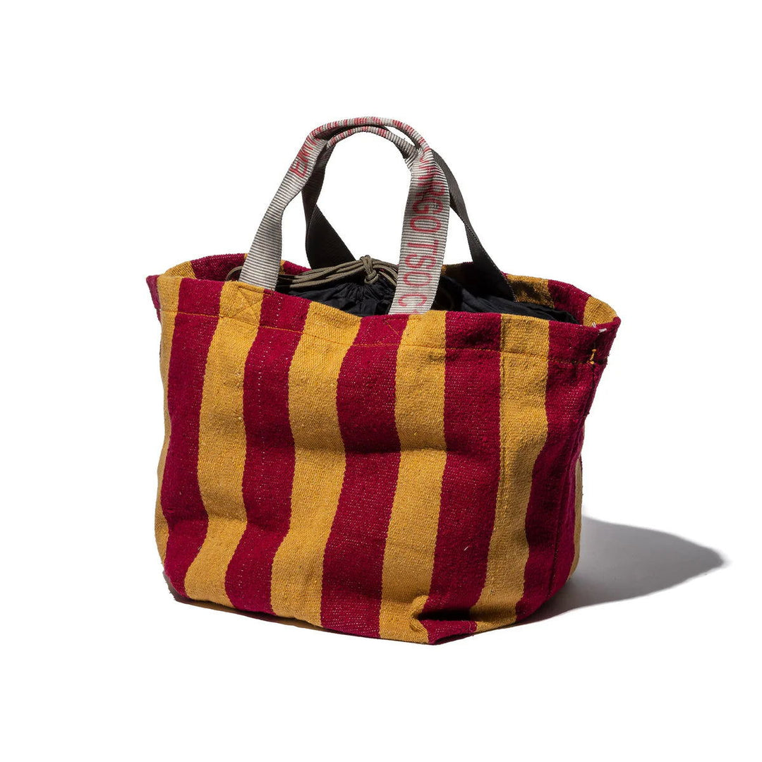 Cotton Rug Bag Mustard Burgundy - La Gentile Store