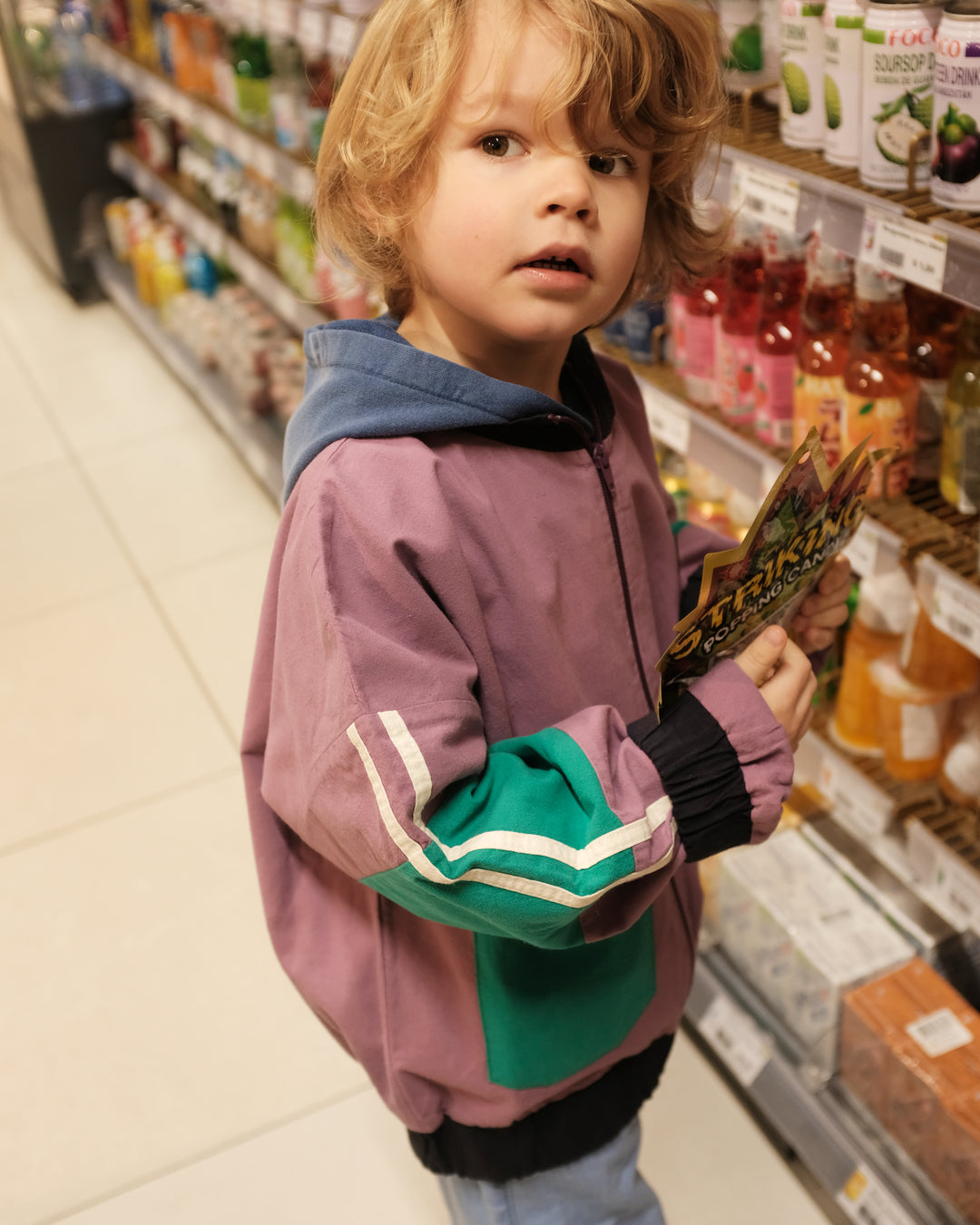 The Campamento Purple Color Block Kids Jacket