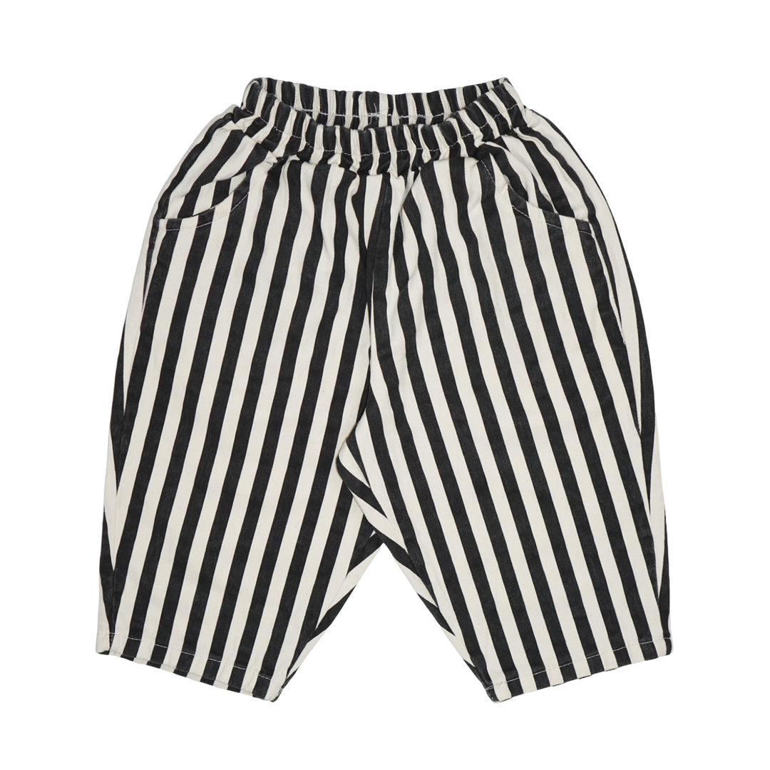 Striped Baggy Pants Black