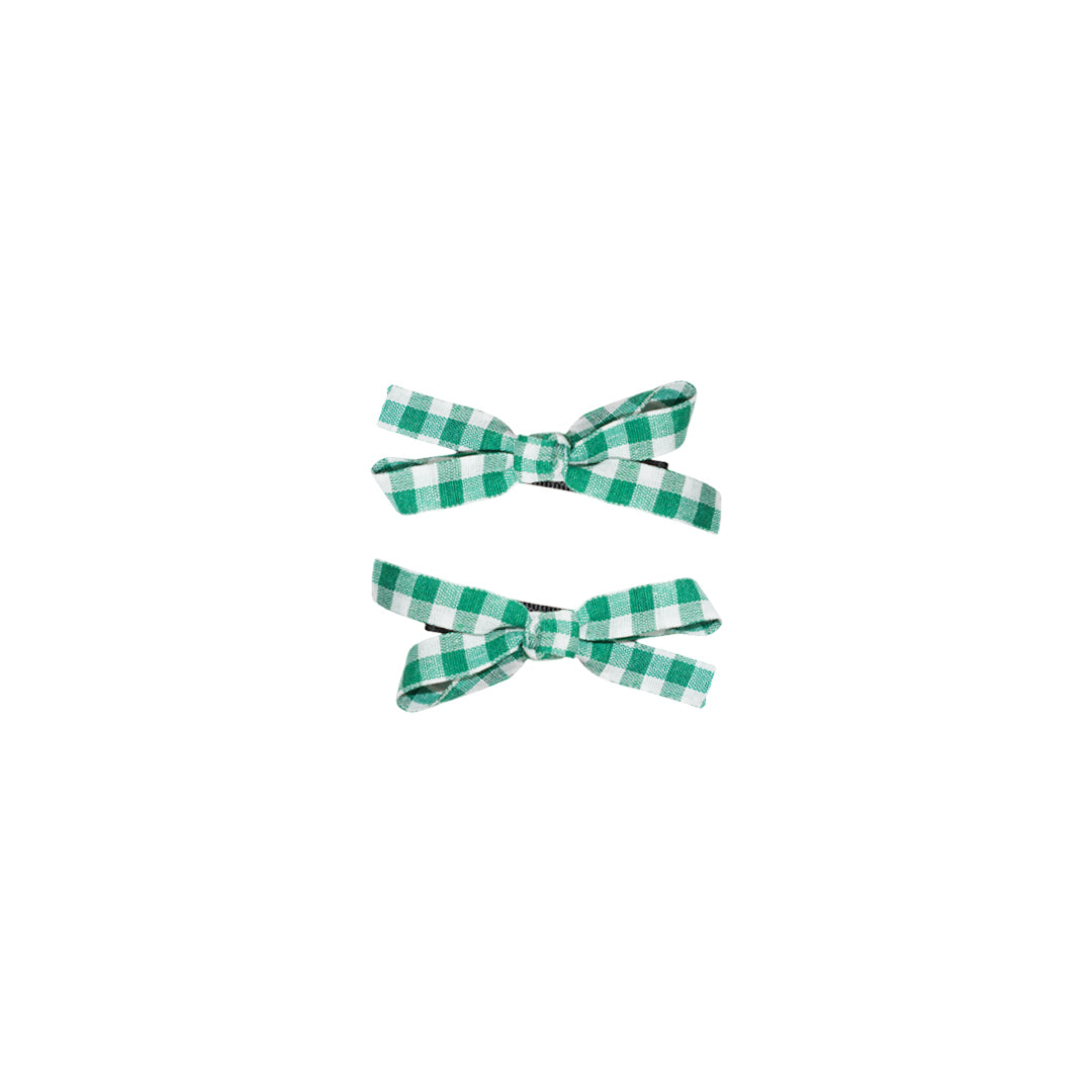 Checked Hair Clips 2 Pack - Green
