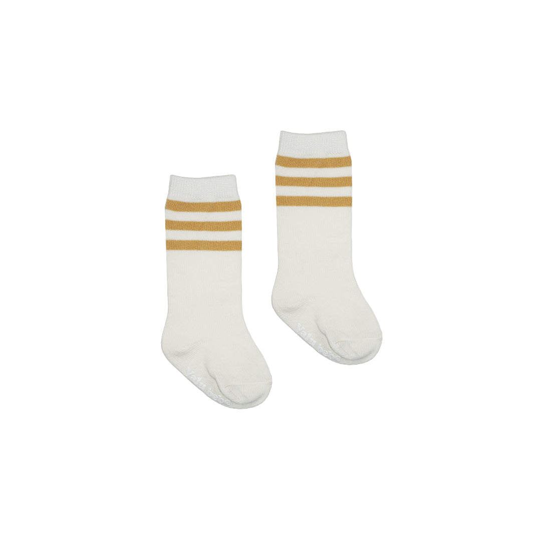 Triple Stripe High Baby Socks Golden