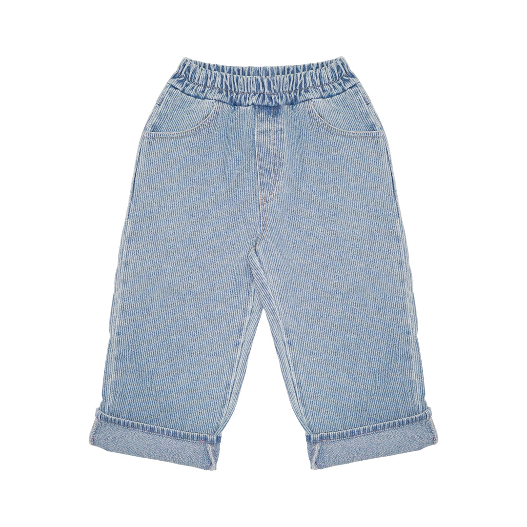 Rib Baggy Denim Jeans Blue