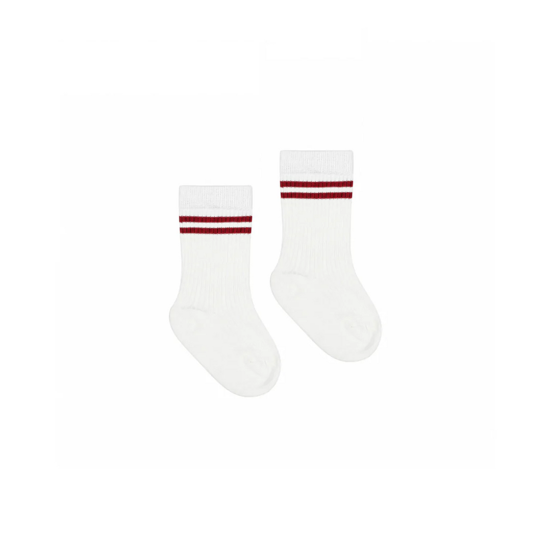 Twin Stripe Rib Baby Socks Red