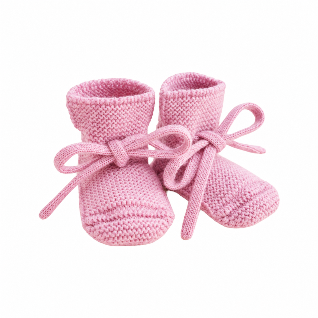Hvid Merino Wollen Baby Slofjes – Cotton Candy