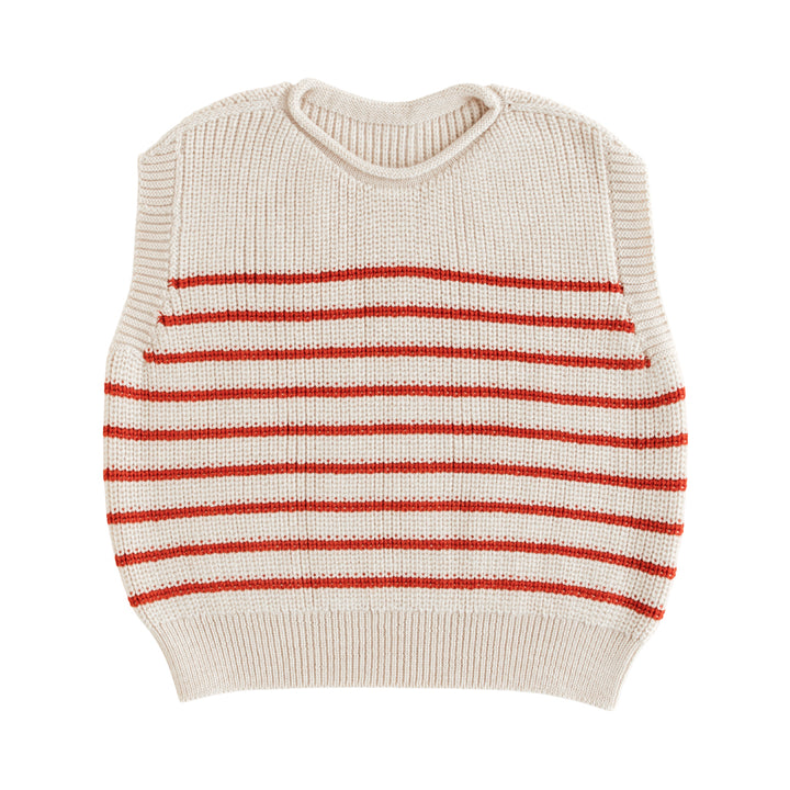 Hvid Harvey Vest Cream/Red - Merinowol