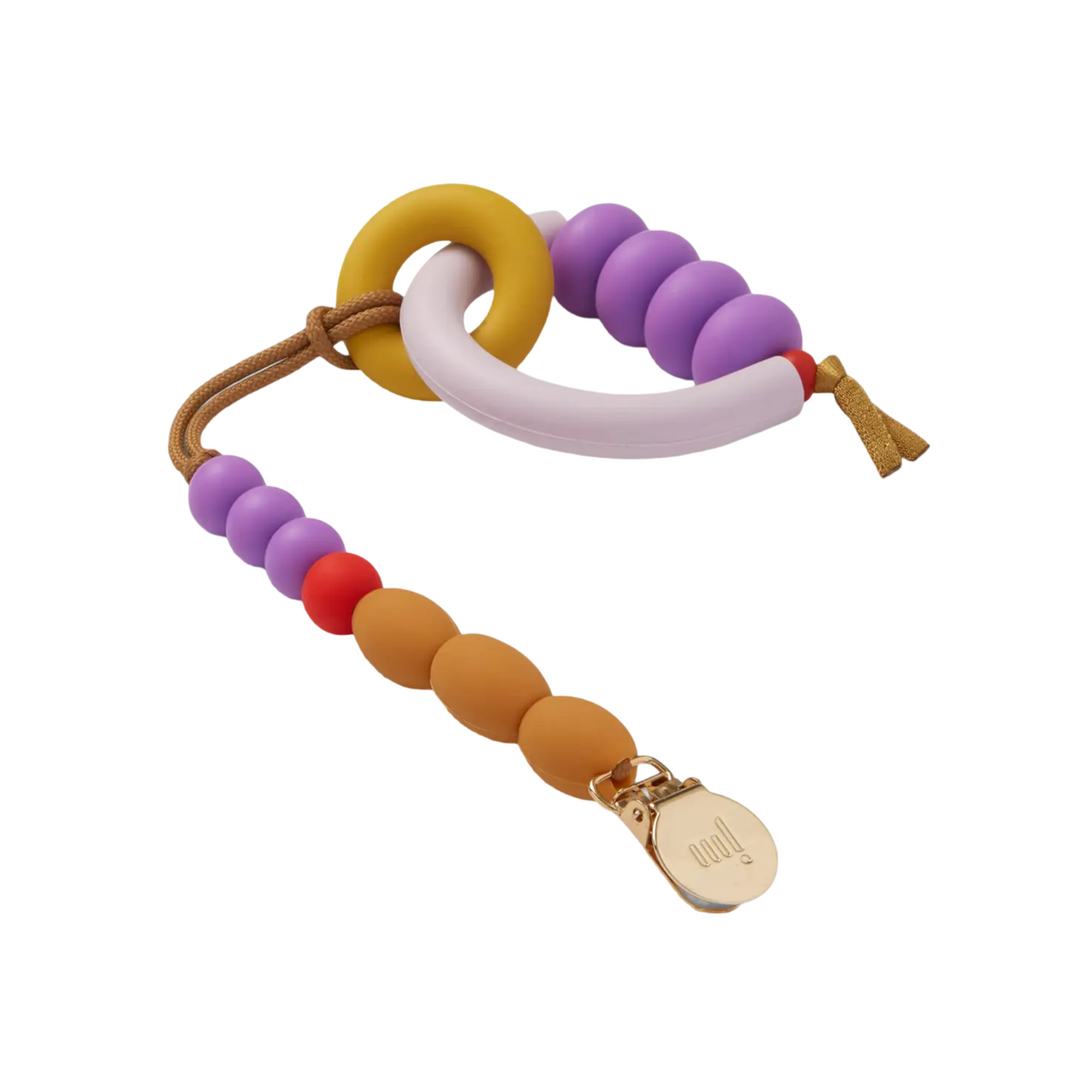 January Moon Plum Arch Teether + Pacifier Clip Set - La Gentile Store