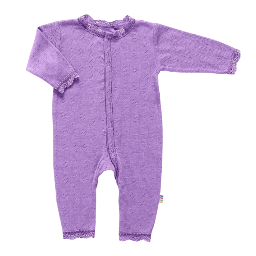 Joha Jumpsuit Wool & Silk Purple Pointelle - La Gentile Store