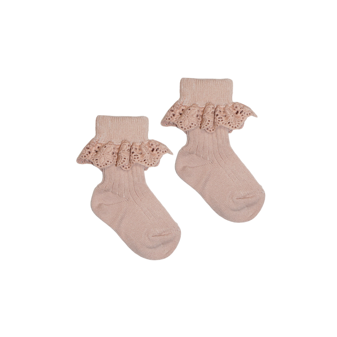 Lisa Baby Socks with Lace - Rose Dust