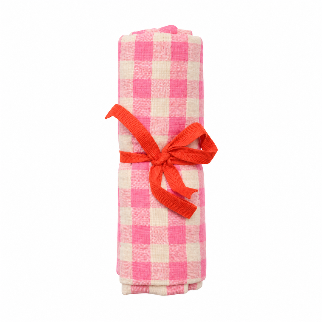 Pink Gingham Muslin Swaddle