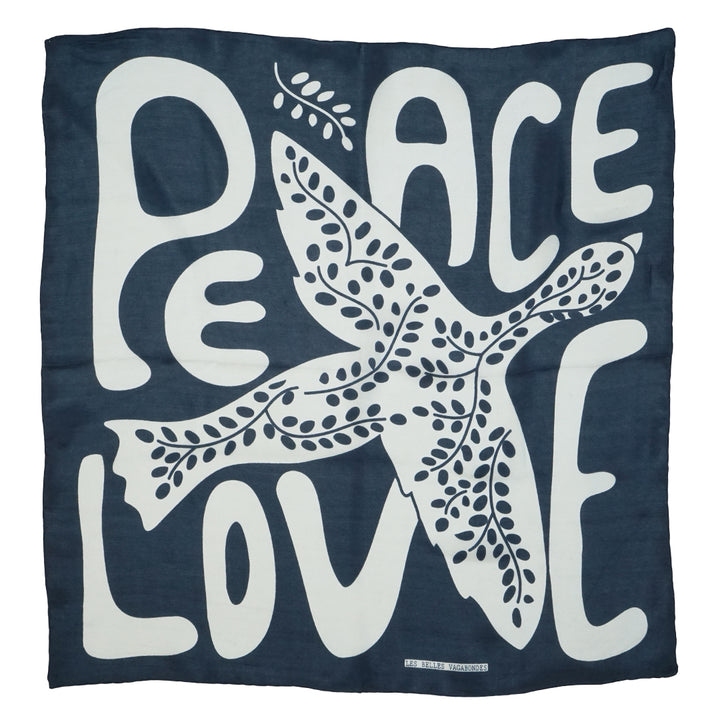 Silk Bandana Peace & Love Navy