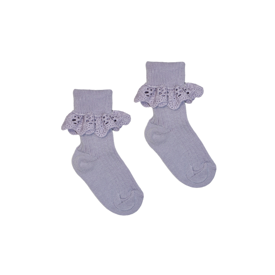 Lisa Baby Socks with Lace - Lavender Sky