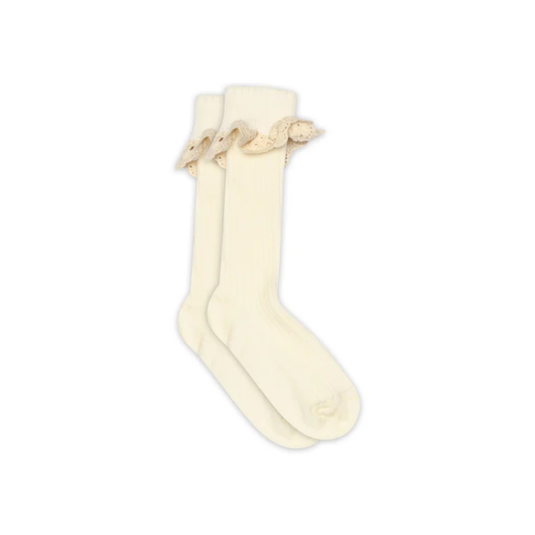 Lea Lace Knee Socks - Snow White