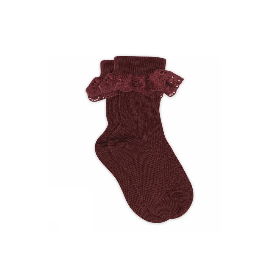 Lea Lace Socks - Wine Red